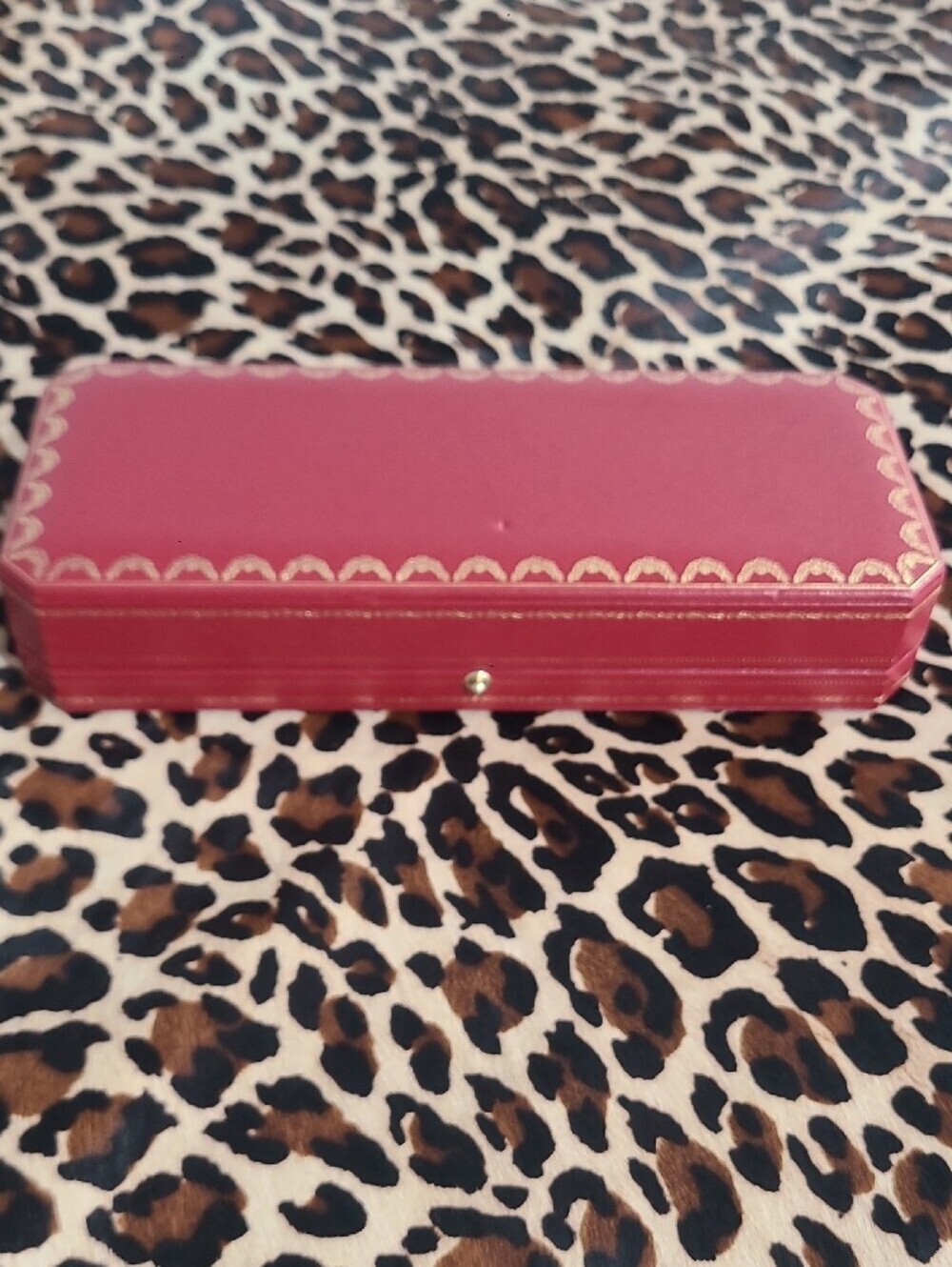 Cartier Red Vintage Decorative Jewelry Box with Gold Trim